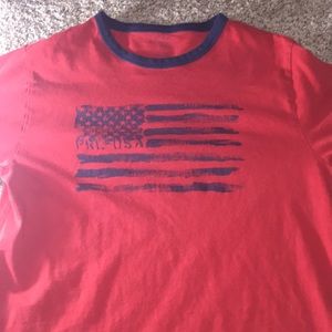 Red and blue polo shirt